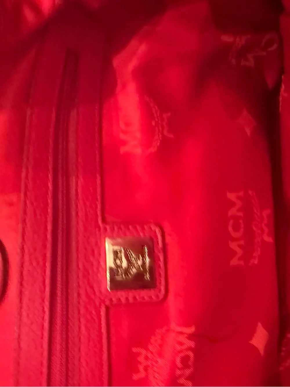 MCM Red Leather Bucket Bag - Picture 7 of 13